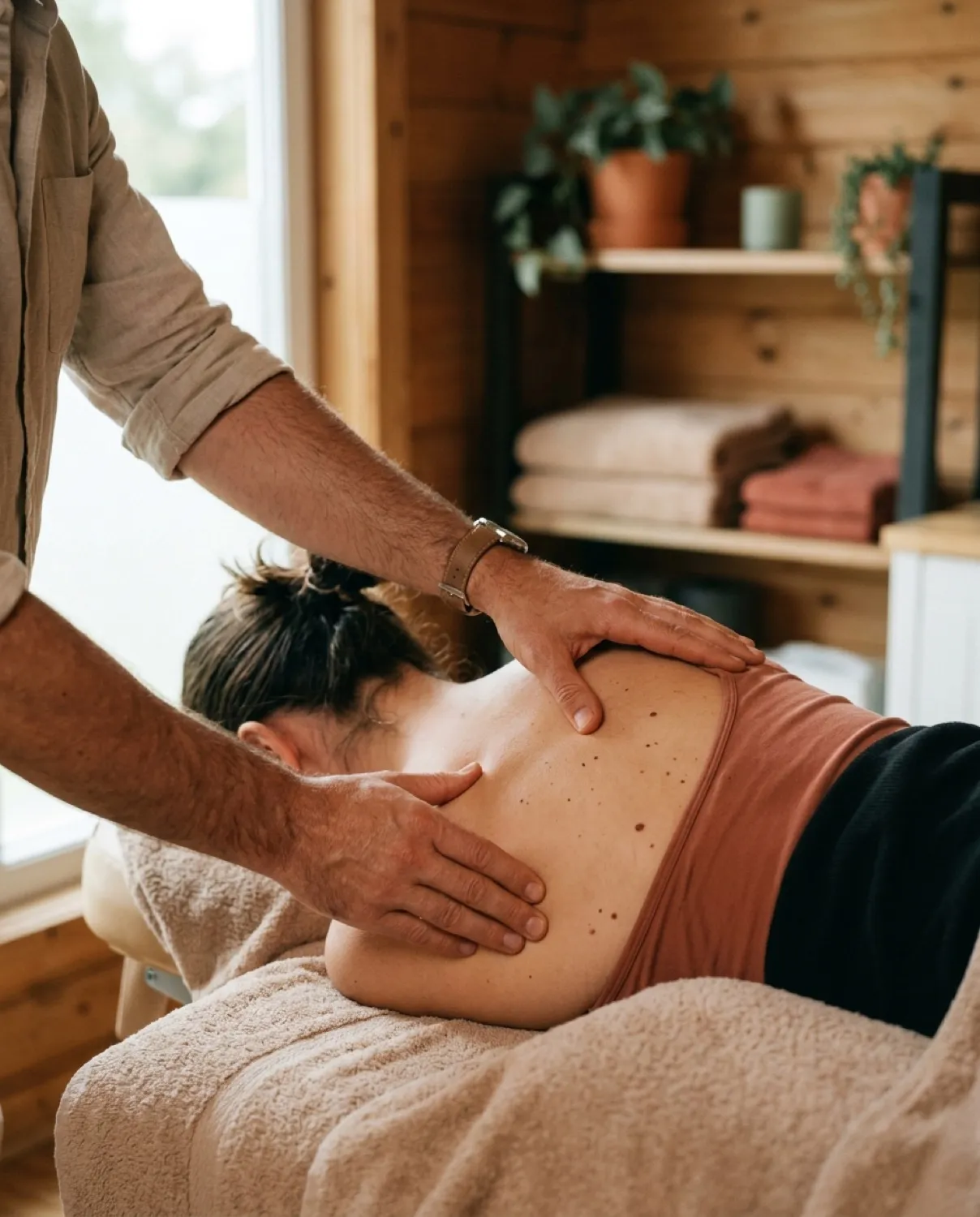 Johann Fink behandelt einen Patienten im warmen Behandlungszimmer